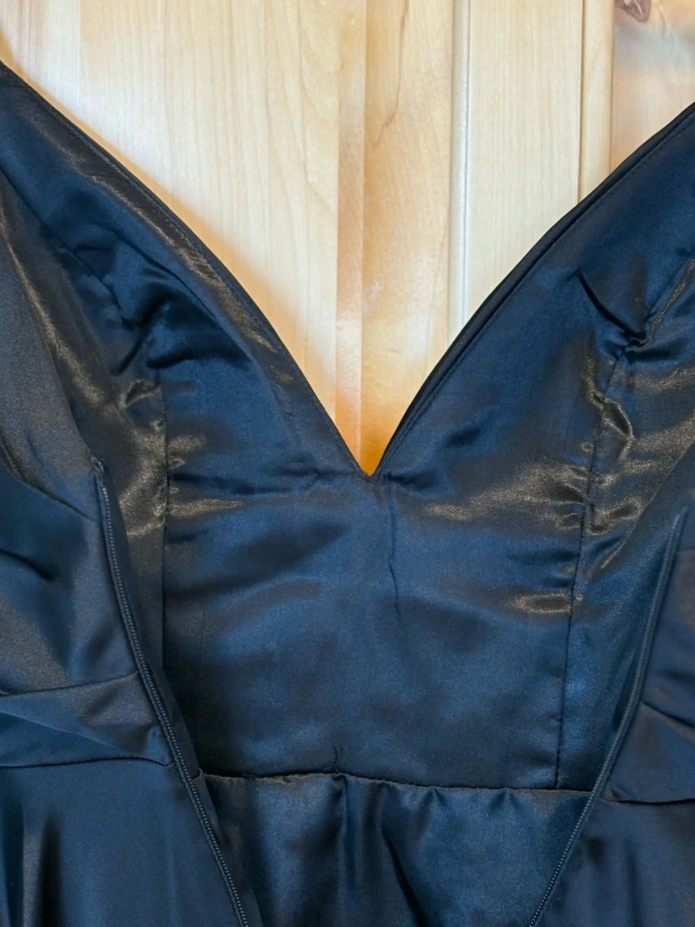 Lulu’s Remarkable Romance Black Satin Skater Dress with Pockets - Picture 6 of 8